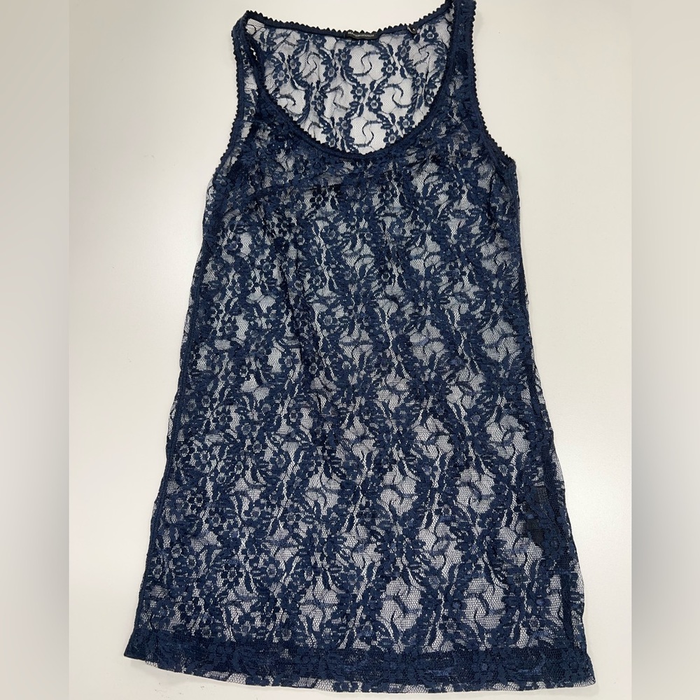 Maison Scotch & Soda Navy Lace Sheer Sleeveless Top Blue Size 1 (US Small)
